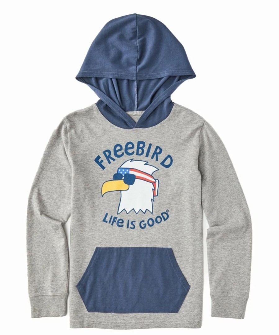 Wholesale * Best Sale Life Is Good Heather Gray Crusher 'Freebird' Cool Hoodie Kids